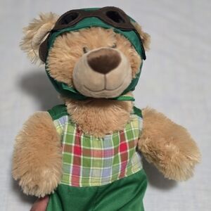 Build-A-Bear Green Aviator Teddy with Plaid Outfit
